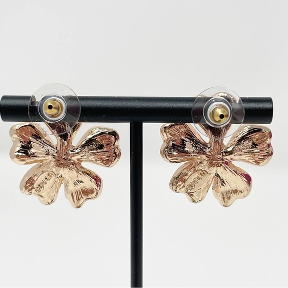 JTV Off Park Collection Pink Ombre Crystal Rose Tone Flower Earrings - Picture 6 of 7